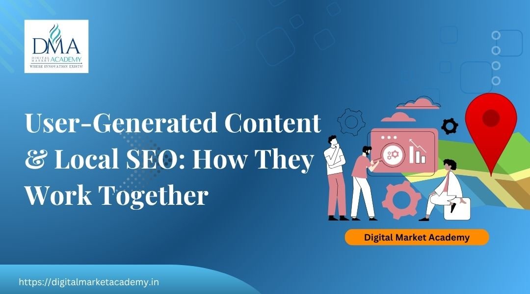 Visual showing user-generated content like local reviews and photos enhancing local SEO rankings on a digital map