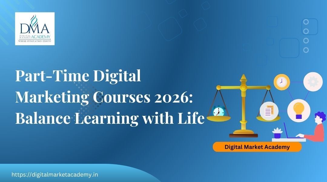 Students enrolled in part-time digital marketing courses 2026, balancing work and skill development in digital marketing.