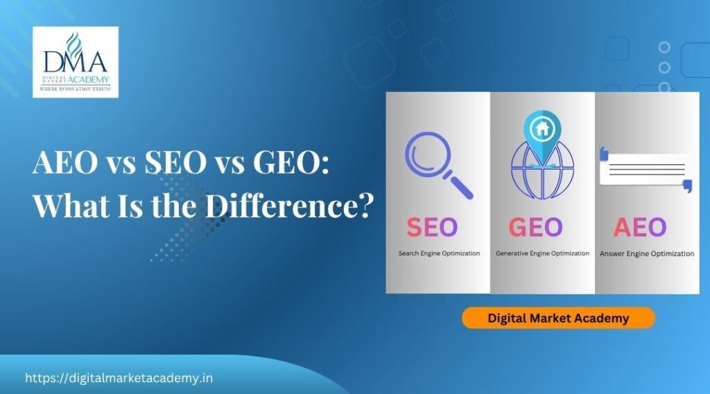 AEO vs SEO vs GEO difference explained by Digital Market Academy