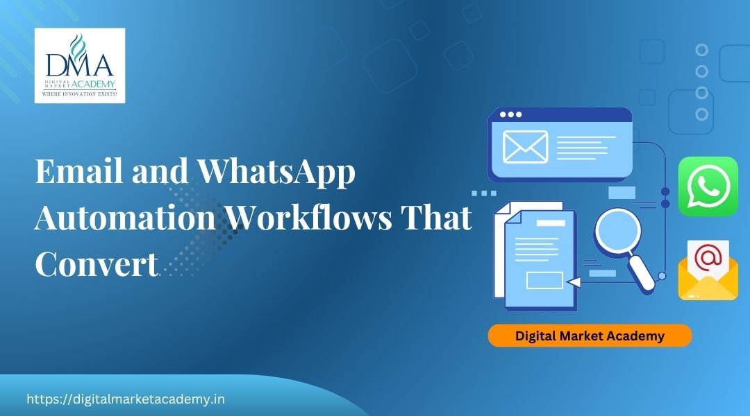 Email and WhatsApp automation workflows guide by Digital Market Academy