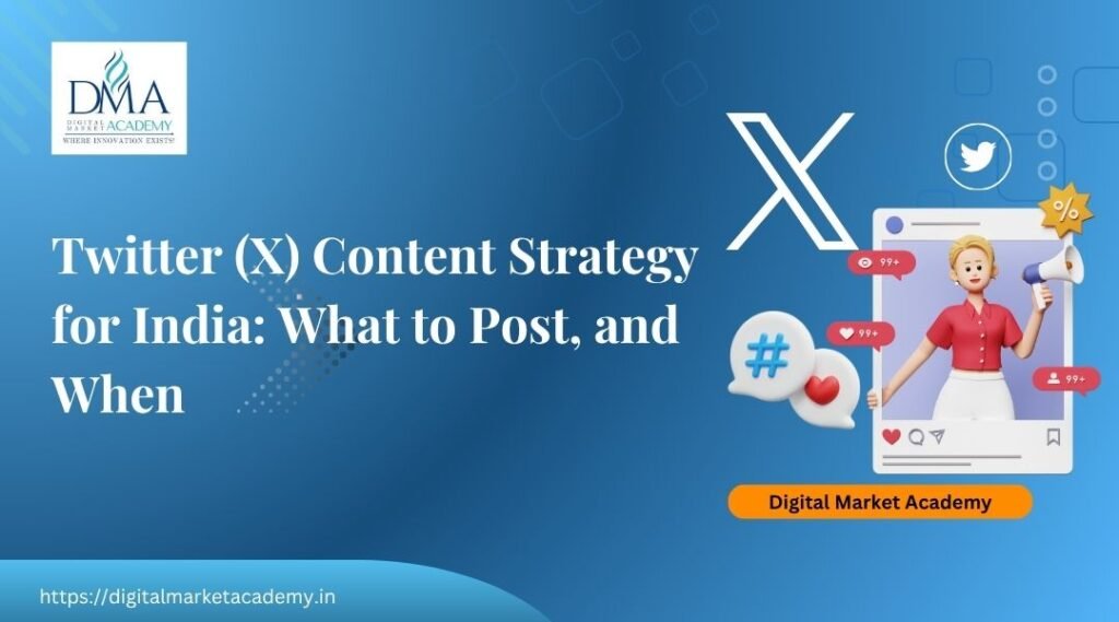 Twitter X content strategy and weekly posting plan for India by Digital Market Academy
